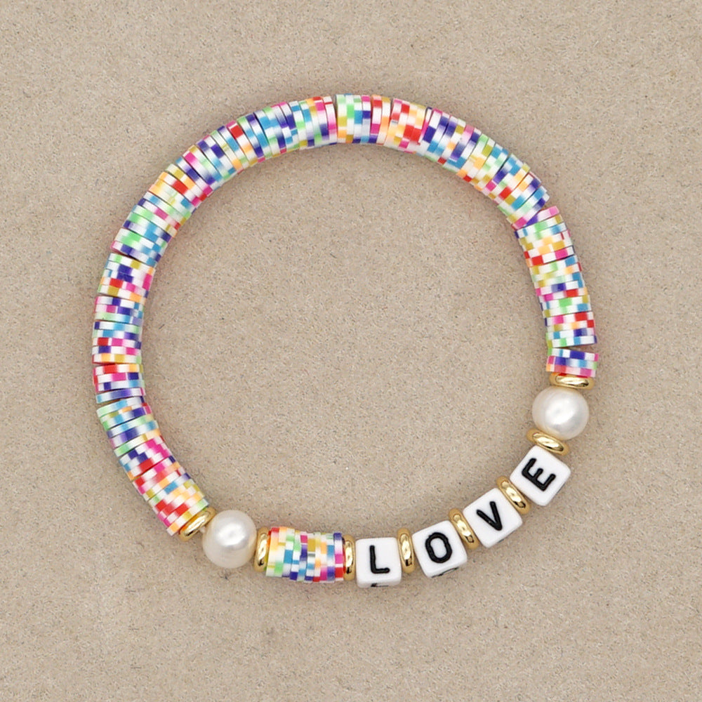 Wholesale Vintage Alphabet Pearl Bracelet